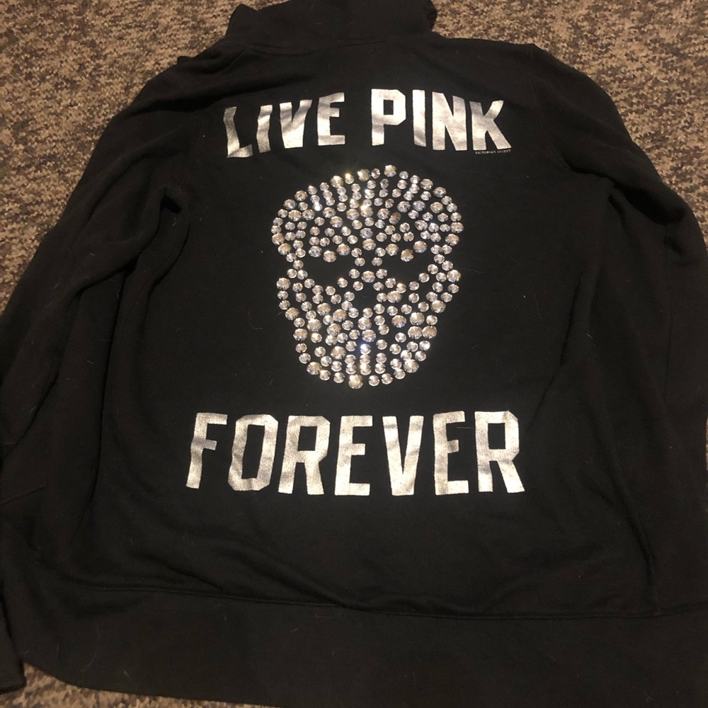 *rare* vs pink bling skull zip up hoodie.